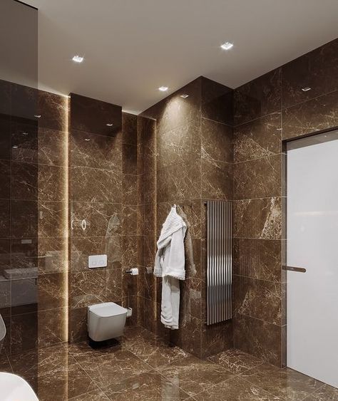 Bathroom Design Brown, Brown Bathroom Tile, Brown Tile Bathroom, Luxury Modern Bathroom, Brown Bathroom Ideas, Luxury Bathroom Tiles, Brown Bathroom Decor, Brown Tile, White Bathroom Tiles