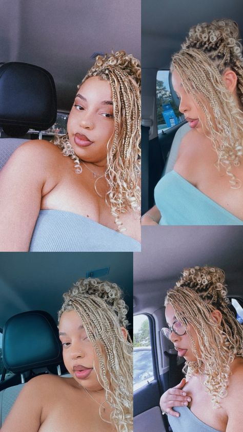 #boxbraids #summerhairstlye #blonde #boho #braids #goddessbraids Blonde Boho Braids, Bob Box Braids, Bob Braids, Boho Braids, Goddess Braids, Box Braids, Summer Hairstyles, Braids, Blonde