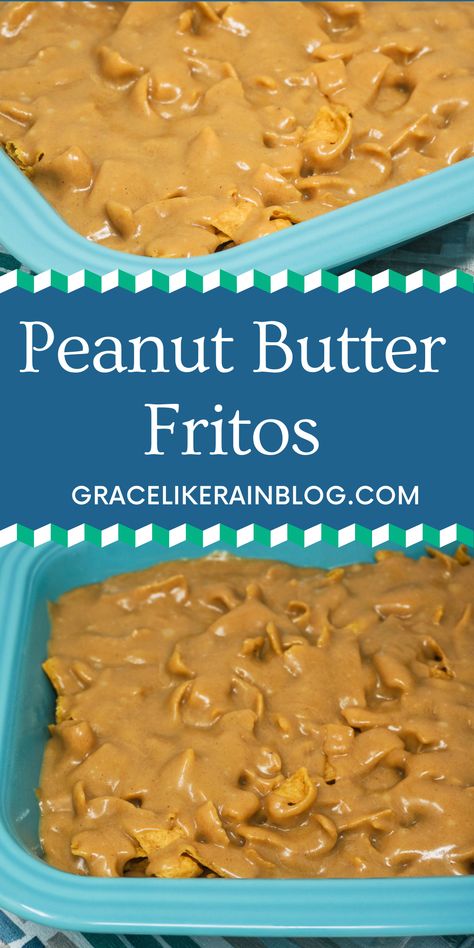 Peanut Butter Fritos Cookies are an easy no-bake treat that is made in the microwave! We're taking Fritos corn chips and coating them in a thick peanut butter layer that will knock your socks off. These Peanut Butter Fritos bars are so easy and delicious. | Fritos Peanut Butter Cookie bars | Fritos Corn Chips covered in Peanut Butter | Frito Dessert Recipes | Frito Cookies recipe | Easy Fritos Dessert | Quick Dessert recipe | easy peanut butter dessert with chips Fritos Karo Syrup Peanut Butter, Fritos Recipes Appetizers, Peanut Butter Frito Bars, Cereal Snacks Mix Recipes, Frito Snack Recipes, Recipes With Corn Chips, Frito Dessert Peanut Butter, Caramel Fritos, Recipes Using Fritos Corn Chips