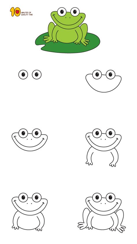 How To Draw a Frog Step by Step for Kids How To Draw A Frog, Children Art Ideas, Drawing Frogs, Draw Frog, Frogs For Kids, Draw A Frog, Trin For Trin Tegning, Kid Painting, Drawing For Children