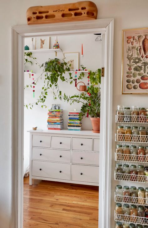 Liz Moody Colorful Brooklyn Apartment Photos | Apartment Therapy Moody Colorful Living Room, Deep Cabinet, Mirror Drawer, Mirror Floor, Drawer Lock, Mirror Bedroom, Brooklyn Apartment, Bedroom Dressing, Bedroom Dressing Table