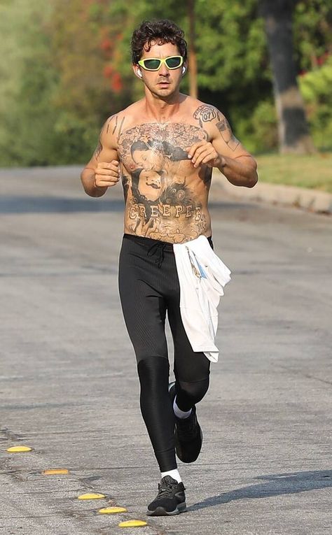 Shia Labeouf Running, Shia Labeouf Tattoo, Back Tattoo Men, Shia Labeouf Style, Men With Tattoos, Husband Tattoo, Tattoo Ideas Unique, Tattoo Artist Tattoo, Small Tattoo Placement