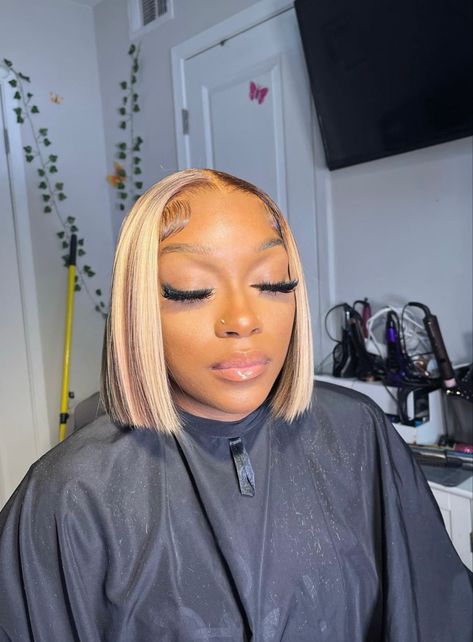 Blond Bobs Black Women, Blonde Bob Lace Front Wigs Black Women, Blonde Frontal Bob Wig, Colored Bob Wigs For Black Women, Bob Colored Wigs, Brown Bob Wig Black Women, Blonde Hair Bob Black Women, Colorful Bobs For Black Women, Highlight Bob Wig Black Women