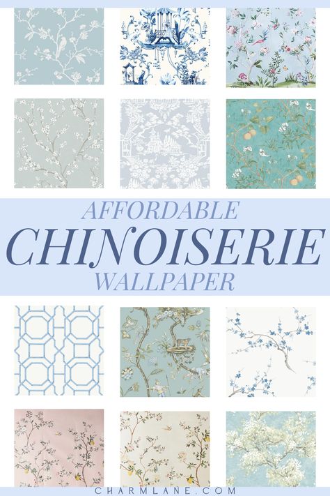 All about chinoiserie wallpaper - removable chinoiserie wallpaper any grandmillennial style lover would adore! This post is all about affordable chinoiserie wallpapers and chinoiserie chic. Chinoiserie Wallpaper Dining Room, Modern Chinoiserie Interior Design, Chinoiserie Wallpaper Bedroom, Chinoiserie Chic Wallpaper, Chinoiserie Wallpaper Bathroom, Chinoiserie Interior Design, Chinoiserie Dining Room, Wall In Kitchen, Chinoiserie Wallpaper Panels