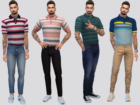 McLayneSims' Grant Tucked Polo Shirts Sims 4 Clothing Sets, Tucked In Shirt, Sims 4 Male, Sims Community, Sims 4 Game, Sims 4 Clothing, Jeans Kids, Sims Mods, Comfortable Tops