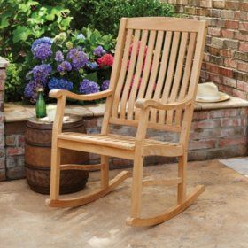 Member's Mark Teak Porch Rocker - Sam's Club Outdoor Porch Furniture, Teak Rocking Chair, Small Patio Furniture, Teak Patio Furniture, Porch Rocker, Wooden Rocking Chairs, Wood Rocking Chair, Porch Furniture, Design Information