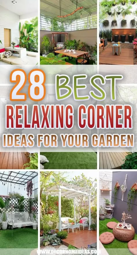 Relaxing Corner, Corner Landscaping, Backyard Sitting Areas, Garden Sitting Areas, Garden Nook, Landscaping Inspiration, Backyard Seating, Corner Garden, Gravel Garden