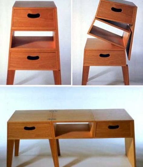 If you live in a tiny apartment these space-saving furniture design ideas  might come in handy. Glamping Furniture Ideas, Metamorphic Furniture, Foldable Cabinet, Foldable Furniture, Transforming Furniture, Convertible Furniture, Multipurpose Furniture, Design Page, Versatile Furniture