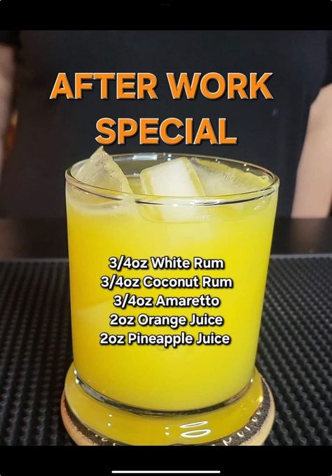 After Work Schedule, Pineapple Juice Drinks, Bartender Drinks Recipes, Fruity Alcohol Drinks, Fun Drinks Alcohol, Bartender Drinks, Alcholic Drinks, Liquor Recipes, Cocktail Drinks Alcoholic