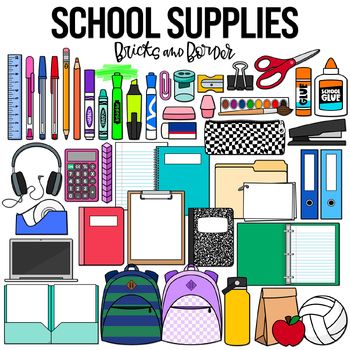 Doll School Supplies Printables, Task Folders, Stationary Clipart, School Bag Clipart, School Supplies Clip Art Free Printable, School Supply Illustration, School Supplies Clipart, Black White Images, Preppy School Supplies