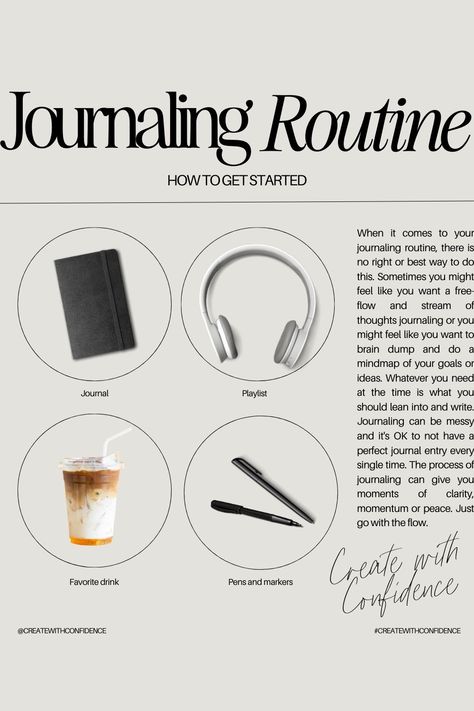 When it comes to your journaling routine, there is no right or best way to do this. Sometimes you might feel like you want a free-flow and stream of thoughts journaling or you might feel like you want to brain dump and do a mindmap of your goals or ideas. Journaling can be messy and it's OK to not have a perfect journal entry every single time. The process of journaling can give you moments of clarity, momentum or peace. Just go with the flow. Dump Journal, Free Flowing, Brain Dump, Journal Entries, Just Go, Things To Come, In This Moment