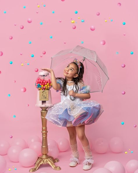 Birthday wishes do come true in our studio! It even rains gum balls if you wish hard enough!! #birthdayphotoshoot #birthdaygirl #gumballs #candy #sweetandsix #njchildphotographer #njchildrensphotographer #childrensphotography #childmodels #birthdayfun #studiofun Candyland Photoshoot Ideas, Birthday Photoshoot For Kids, Candy Themed Photoshoot, Candy Store Photoshoot, 9th Birthday Photoshoot Ideas, 8th Birthday Photoshoot Ideas, 7th Birthday Photoshoot Ideas, Candy Photoshoot Ideas, 6th Birthday Photoshoot