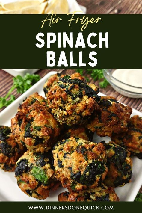 Stuffing Spinach Balls, Air Fryer Spinach, Spinach Bites, Tasty Appetizers, Spinach Balls, Fried Spinach, Family Breakfast Recipes, Fall Dinner Recipes, Air Fryer Dinner Recipes