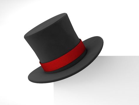 Magician hat. black cylinder hat with a ... | Premium Photo #Freepik #photo #magic-show #magician #magician-hat #magic-hat Magician Hat, Magic Hat, Girls With Black Hair, On The Corner, Background 3d, The Frame, 3d Render, Top Hat, Red Ribbon