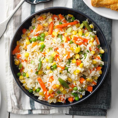 Mixed Veggies and Rice Recipe: How to Make It Dinner Ideas With Rice, Crockpot Vegetables, Vegetable Casseroles, Rice And Veggies, Mixed Rice, Card Night, Mixed Veggies, Creamy Rice, Colorful Dishes