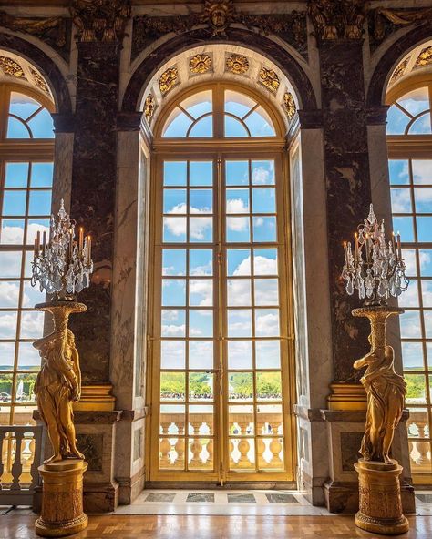 Le roi Louis XIV 👑�🌞 on Instagram: “Photo by @tommyhsiaophotography Detail of interior, Hall of Mirrors, château de Versailles,  France. ⠀ #chateaudeversailles…” Versailles Hall Of Mirrors, The Palace Of Versailles, Chateau Versailles, Candle Stands, Hall Of Mirrors, Castles Interior, Paris Trip, Small House Design Plans, Palace Of Versailles