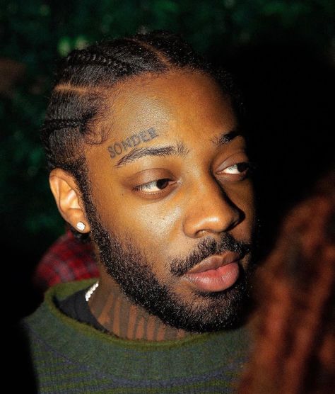 Bret Faiyaz, Brent Faiyaz Tattoo, Black American Culture, Baby Brent, Ap Portfolio, Hair Like Wool, Christopher Wood, Black Ponytail, Cornrow Hairstyles For Men