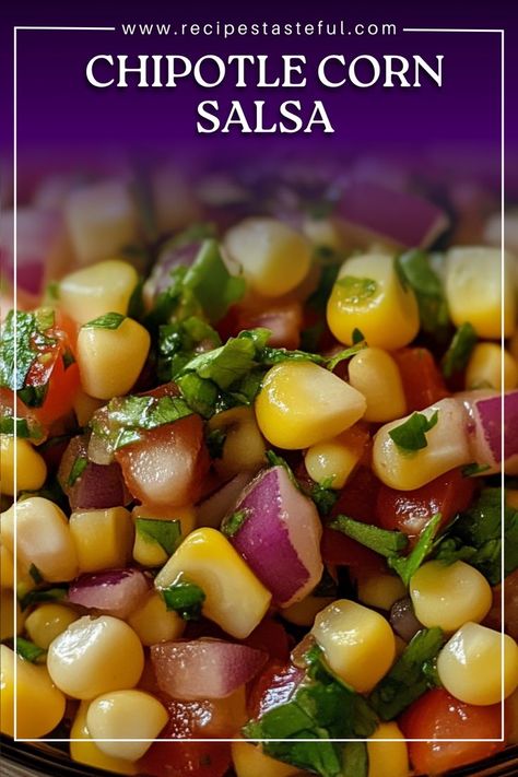 This vibrant Chipotle Corn Salsa, inspired by Chipotle's Roasted Chili Corn Salsa, is perfect as a dip for chips or as a flavorful addition to burritos, salads, tacos, and quesadillas. Chipotle Corn Salsa Recipe, Roasted Chili Corn Salsa, Chili Corn Salsa, Dip For Chips, Chipotle Corn Salsa, Chipotle Corn, Corn Salsa Recipe, Corn Salsa, Salsa Recipe