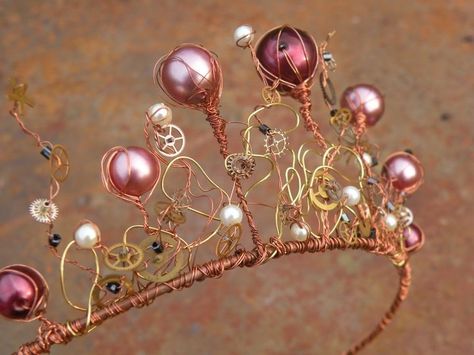 homemade wire tiara | FAIRYTALE TIARAS | Pinterest Diy Wire Crown, Wire Tiara, Fairy Crowns, Diy Tiara, Crowns And Tiaras, Wire Crown, Bohemian Hair Accessories, Bohemian Hair, Beaded Crown