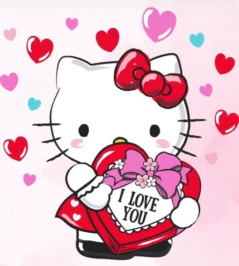 I Love You ❤️ Hello Kitty Valentines Day Wallpaper, Hello Kitty Valentines Day, Hello Kitty Valentines, Valentines Day Wallpaper, Hello Kitty Vans, Baby Blue Wallpaper, Kitty Pictures, Walpaper Hello Kitty, Day Wallpaper