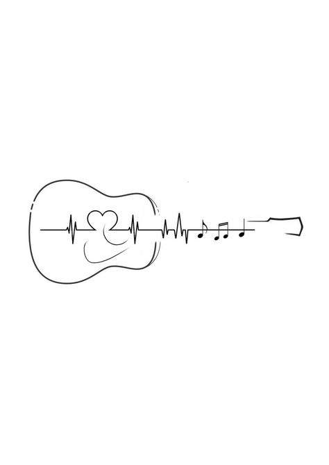 Simple Music Tattoos For Women, Cute Guitar Tattoos, Small Country Music Tattoos, Guitar Music Tattoo, Music Tattoo Guitar, Music Lyric Tattoos For Women, Acoustic Guitar Tattoo Design, Music Inspired Tattoos For Women, Tattoo With Music Notes