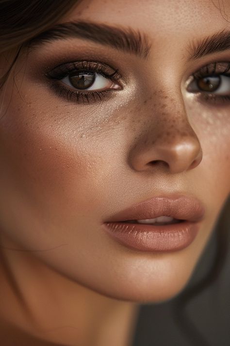 Bronzed Eyeshadow Looks, Makeup Ideas Neutral Colors, Fall Makeup Looks Hazel Eyes, Smokey Bronze Makeup, Victoria Secret Makeup Brown Eyes, Subtle Brown Makeup, Subtle Brown Smokey Eye, Chocolate Eye Makeup, Cool Toned Smokey Eye