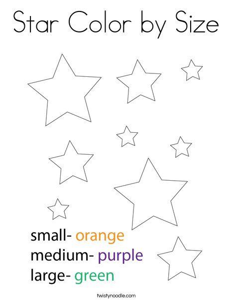 Star Color by Size Coloring Page - Twisty Noodle Small Medium Large Preschool Worksheets, Draw Me A Star Eric Carle Activities, Star Worksheet Preschool, Small Medium Large Preschool Activities, Star Preschool Activities, Star Shape Activities For Preschool, Stars Preschool Activities, Star Crafts For Preschoolers, Star Activities Preschool