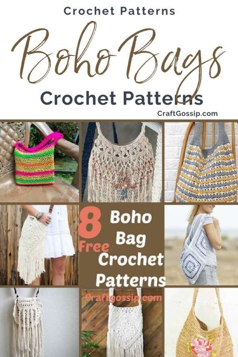 Bags To Crochet, Crochet Containers, Crochet Boho Bag Pattern, Festival Bags, Boho Bag Pattern, Boho Crochet Patterns, Crochet Tote Pattern, Crochet Backpack Pattern, Crochet Boho Bag