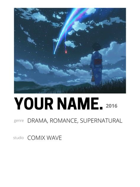 Ur Name Anime, Minimalist Posters, Anime Poster, Minimalist Poster, Anime Movies, Your Name, Supernatural, Drama, Romance