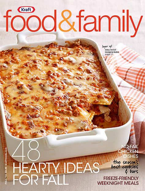 Steward of Savings : FREE Subscription to Kraft Food & Family Magazine! Ravioli Lasagna Bake, Easy Ravioli Lasagna, Baked Lasagna Recipe, Bake Turkey Wings Recipe, Lasagna Bake, Easy Ravioli, Baked Turkey Wings, Chicken Breast In Air Fryer, Kraft Foods