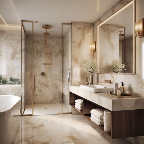 Walk In Shower Doors, Fancy Homes, Bathroom Walk In Closet, Luxury Modern Bathroom, Green Tile Bathroom, Master Bathrooms, Fancy Houses, Marble And Gold, Lighting Design Interior