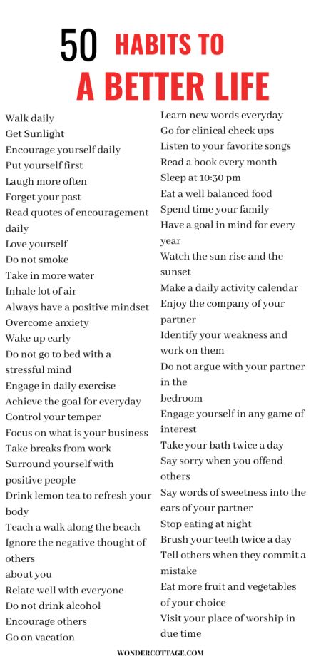 50 Habits For A Better Life Habits For A Better Life, Morning Hacks, Life Image, Life Habits, Daily Activity, Self Care Bullet Journal, Get My Life Together, Positive Self Affirmations, Mental And Emotional Health