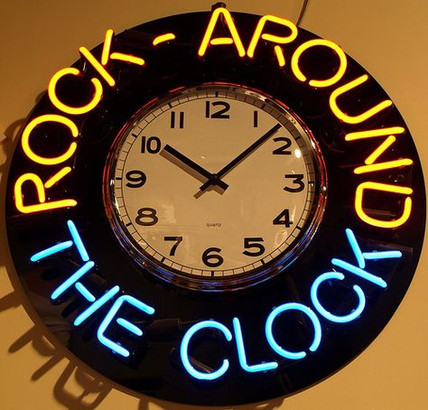 ROCK around the clock...Photo Credit: www.flickriver.com Gcse History Revision, Table Activities, Ticking Clock, Bill Haley, Rock Around The Clock, Crazy Sister, Black Confetti, White Confetti, Four O Clock