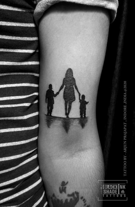 Mom And Son And Daughter Tattoo Ideas, Mother Tattoos For Son And Daughter, Mom Daughter Silhouette Tattoo, Mother With Sons Tattoo, Mom 2 Sons Tattoo, Mom And Son Silhouette Tattoo, Mom Of Two Sons Tattoo, Tattoo Ideas For Two Sons, Mom With Sons Tattoo Ideas