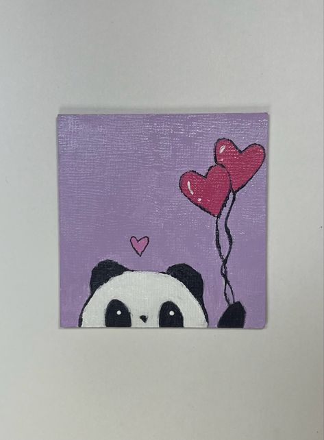 ✧˖°. valentine’s day panda painting art cute kawaii baloons hearts ✧˖°. Tela, Canvas Painting Ideas Panda, Small Canvas Paintings For Girlfriend, 6×8 Canvas Painting Ideas, Cute Canvas Paintings For Girlfriend, Mini Canvas Love Paintings, Cute Paintings On Canvas For Boyfriend Easy, Cute Painting For Girlfriend, Cute Mini Canvas Paintings For Boyfriend