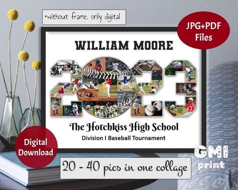 2023 Baseball Photo Collage, 2024 Photo YEAR Gift, Gift for Player, Grad Sport Collage, Senior Night Gift, Personalized Ball Gift, Digital Baseball Gift Basket, Baseball Banquet, Collage Gifts, Framed Poem, Senior Picture Props, 2024 Photo, Baseball Crafts, Graduation Open Houses, Senior Night Gifts