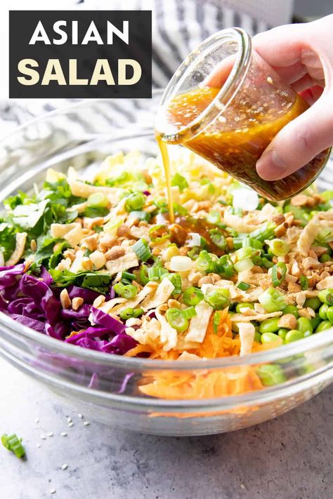 Best Asian Salad, Beaming Baker, Ginger Asian, Asian Chopped Salad, Asian Salad Recipe, Asian Salad Dressing, Asian Coleslaw, Asian Dressing, Asian Chicken Salads