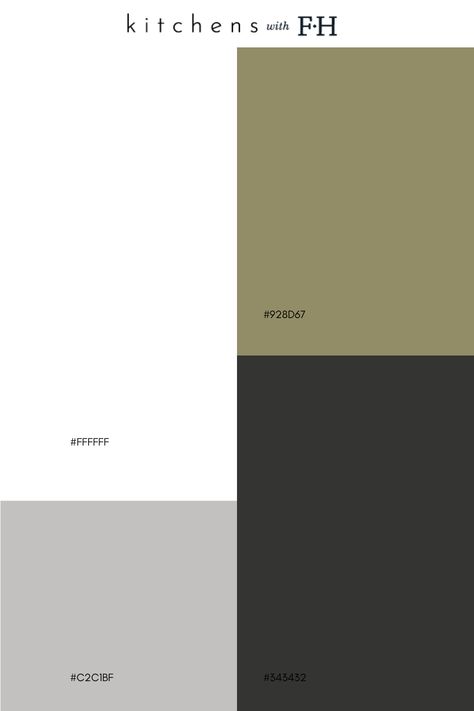 Olive Green And Off White Bedroom, Black And Olive Kitchen, Black White And Sage Decor, Grey Colour Palette Kitchen, Black Grey And Olive Green Living Room, Charcoal Color Palette Living Room, Charcoal Grey And Green, Olive And Grey Kitchen, Black White And Olive Green Living Room Decor