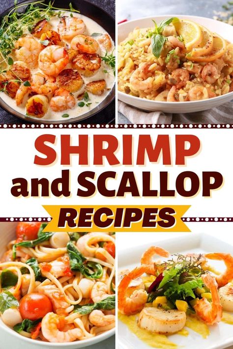 The next time you want to impress, try these sweet and succulent shrimp and scallop recipes. They're beautifully bright, light, and oh-so-fresh. Scallop And Shrimp Pasta, Fried Shrimp Recipes Easy, Dinner Recipes Shrimp, Garlic Wine Sauce, Scallop Recipes Pasta, Shrimp And Scallop Recipes, Spicy Shrimp Pasta, Homemade Pasta Salad, Scallop Pasta