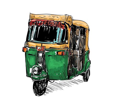 Sketch of a auto rickshaw Auto Illustration Indian, Auto Rickshaw Painting, Autorickshaw Drawing, Rickshaw Sketch, Auto Rickshaw Illustration, Auto Rickshaw Drawing, Rickshaw Drawing, Rickshaw Illustration, Bangalore Art