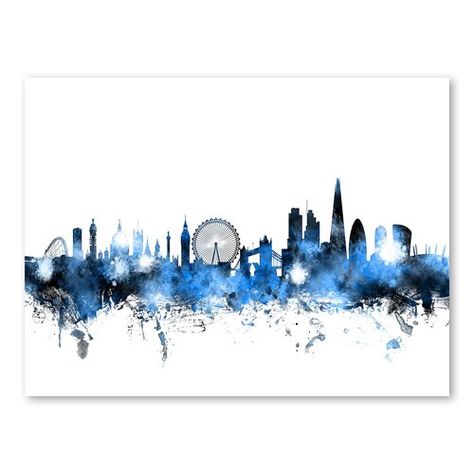 London Cityscape, Black Framed Art, London Skyline, Skyline Art, Paint Splash, Print Inspiration, City Skyline, Trademark Fine Art, London England