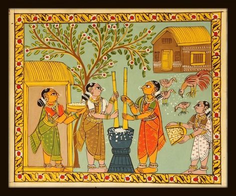 Ideas For Wall Painting, Fabric Storage Ideas, Sketch Bird, Phad Painting, Women At Work, Mysore Painting, Gond Painting, Contemporary Folk Art, Scroll Painting