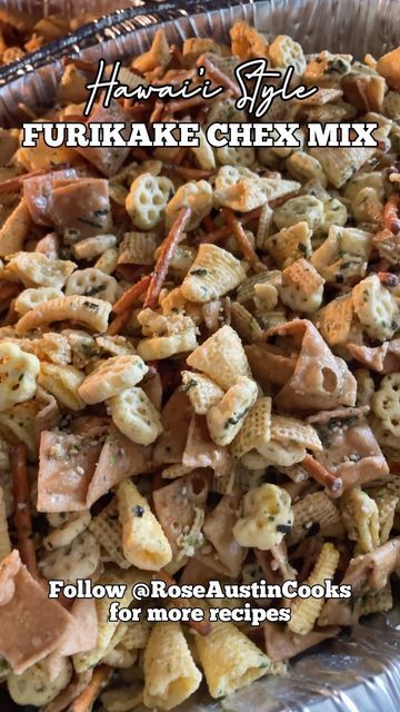 Recipes With Pretzel Sticks, Honey Comb Cereal Snack Ideas, Furikake Chex Mix Recipes, Christmas Chex Mix Recipe, Honey Combs, Rice Seasoning, Corn Chex, Savory Rice, Chex Cereal