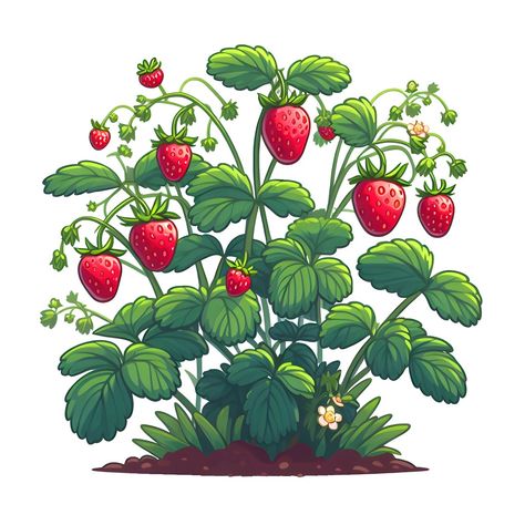 Strawberry Bush Drawing, Berry Bush Drawing, Strawberry Plant Drawing, Fruits And Vegetables Names, Bush Drawing, Strawberry Bush, Gifs Png, Fruit Bushes, Science Stickers