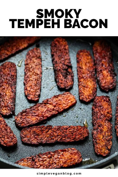 Make your own Smoky Tempeh Bacon in just 20 minutes! With its crispy texture, it's perfect for adding a special touch to your favorite dishes. Try it on sandwiches, salads, or as a tasty snack! #veganrecipes #plantbased #healthyfood #easyrecipes #snackideas Protein Vegetarian, Tempeh Bacon, Tempeh Recipes, High Protein Vegetarian Recipes, Plant Based Burgers, Vegan Blog, Vegetarian Meals, Tempeh, Wrap Sandwiches