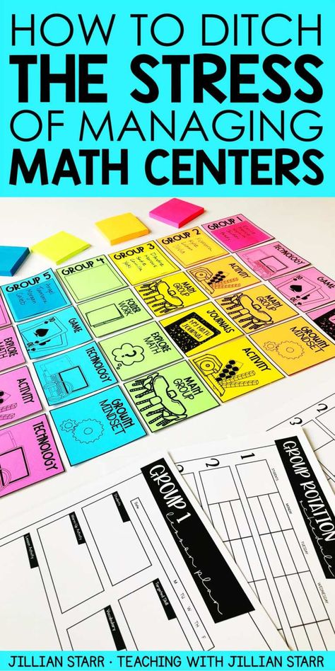 How to Ditch The Stress of Managing Math Centers - Teaching with Jillian Starr Math Rotation Board, Math Center Rotations, Guided Math Centers, Guided Math Groups, Teaching Addition, Math Rotations, Math Blocks, Math Talk, Supply Labels