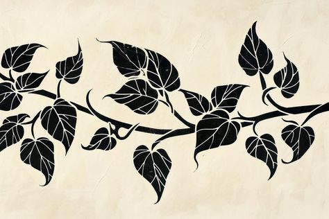 Ivy vine graphics stencil pattern. | free image by rawpixel.com / Aom W. Vine Pattern Design, Vine Graphic Design, Ivy Silhouette, The Bacchae, Ivy Vine, Leaf Silhouette, Ivy Leaves, Paper Plants, Leaves Art