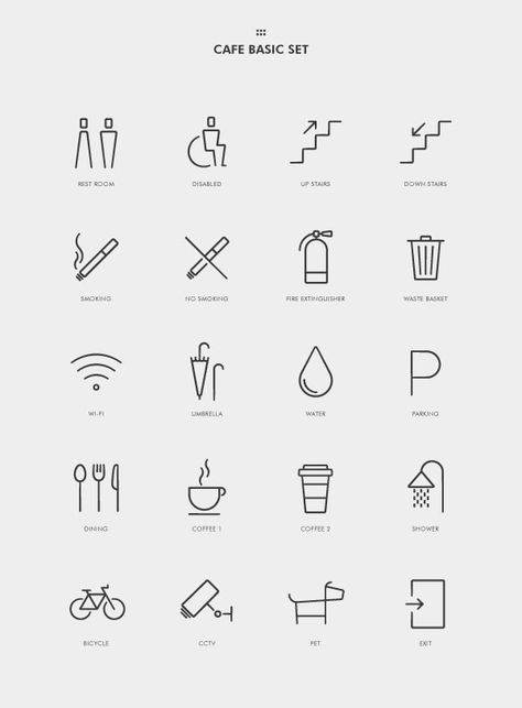 30 Amazing Pictogram Designs For Inspiration – Bashooka Pictograms Design, Wc Icon, Cafe Signage, Pictogram Design, Cafe And Restaurant, Coffee Icon, Sign System, Wayfinding Design, Icon Design Inspiration