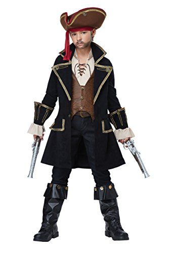 Pirate Captain Costume, Diy Pirate Costume For Kids, Boys Pirate Costume, Captain Costume, California Costumes, Pirate Captain, Pirate Kids, Faux Leather Vest, Black Beards