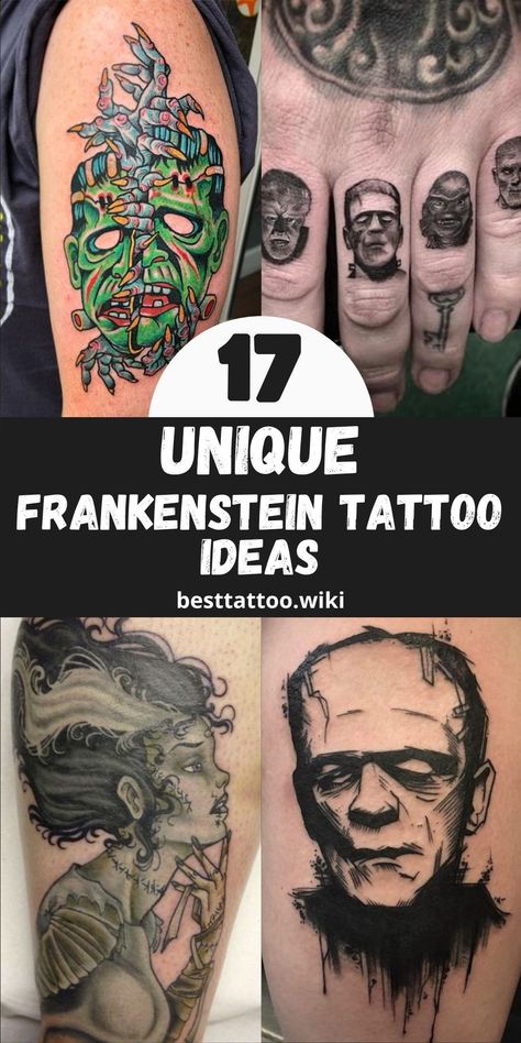 Unleash your inner monster with our exclusive collection of 17 Unique Frankenstein Tattoo Designs & Ideas. Each tattoo is a testament to the enduring legacy of Mary Shelley's iconic tale, offering a captivating blend of beauty and horror. Whether you're drawn to classic imagery or contemporary twists, these designs will inspire you to embrace the darker aspects of human nature and celebrate the timeless themes of love, loss, and redemption. Small Frankenstein Tattoo, Classic Monsters Tattoo, Frankenstein Tattoo Traditional, Frankenstein Tattoo Ideas, Twisty Tattoo, Classic Horror Tattoo, Universal Monsters Tattoo, Frankenstein Tattoo, Koala Tattoo